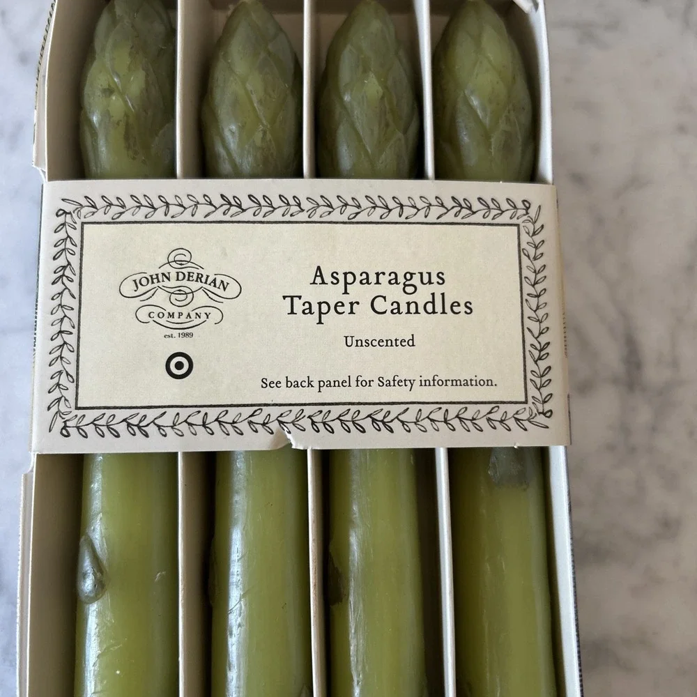 4pk Unscented Asparagus Green Taper Candles John Derian for Target New in Box